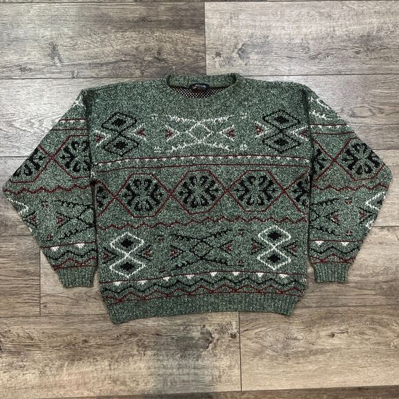 Vintage 80s Nicole Knit Green Sweater Made in USA - Women's Size Medium - Picture 1 of 7